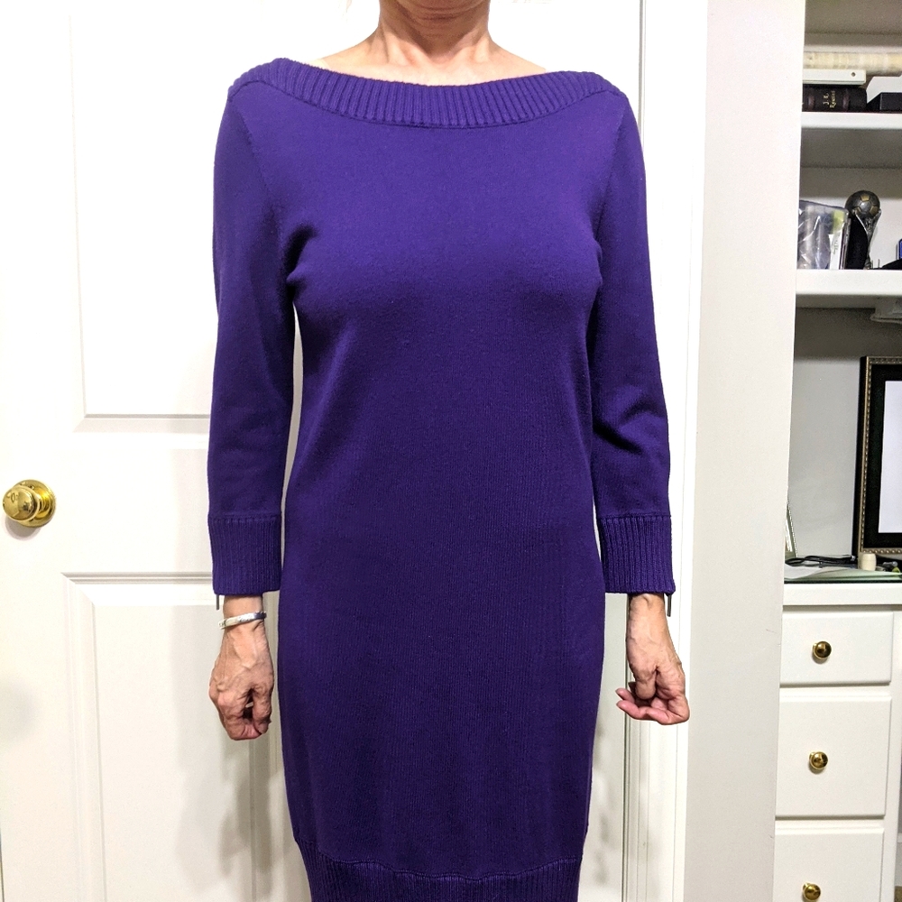 Michael Kors purple midi knit dress